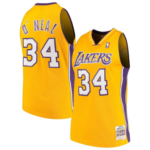 Camiseta Shaquille O'Neal 34 Los Angeles Lakers 1999-2000 Classics Swingman Amarillo Hombre